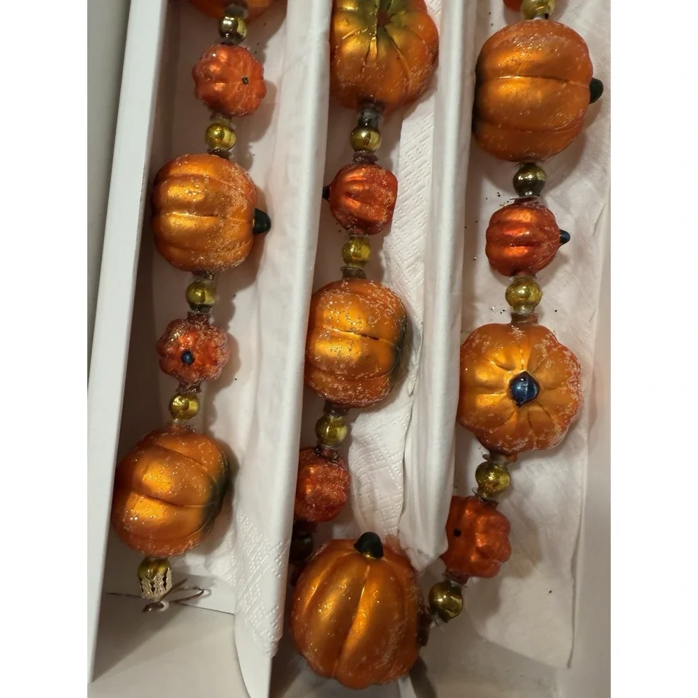 Vintage Christopher Radko 2000 Pumpkin Garland 00-152-0 Glass 36